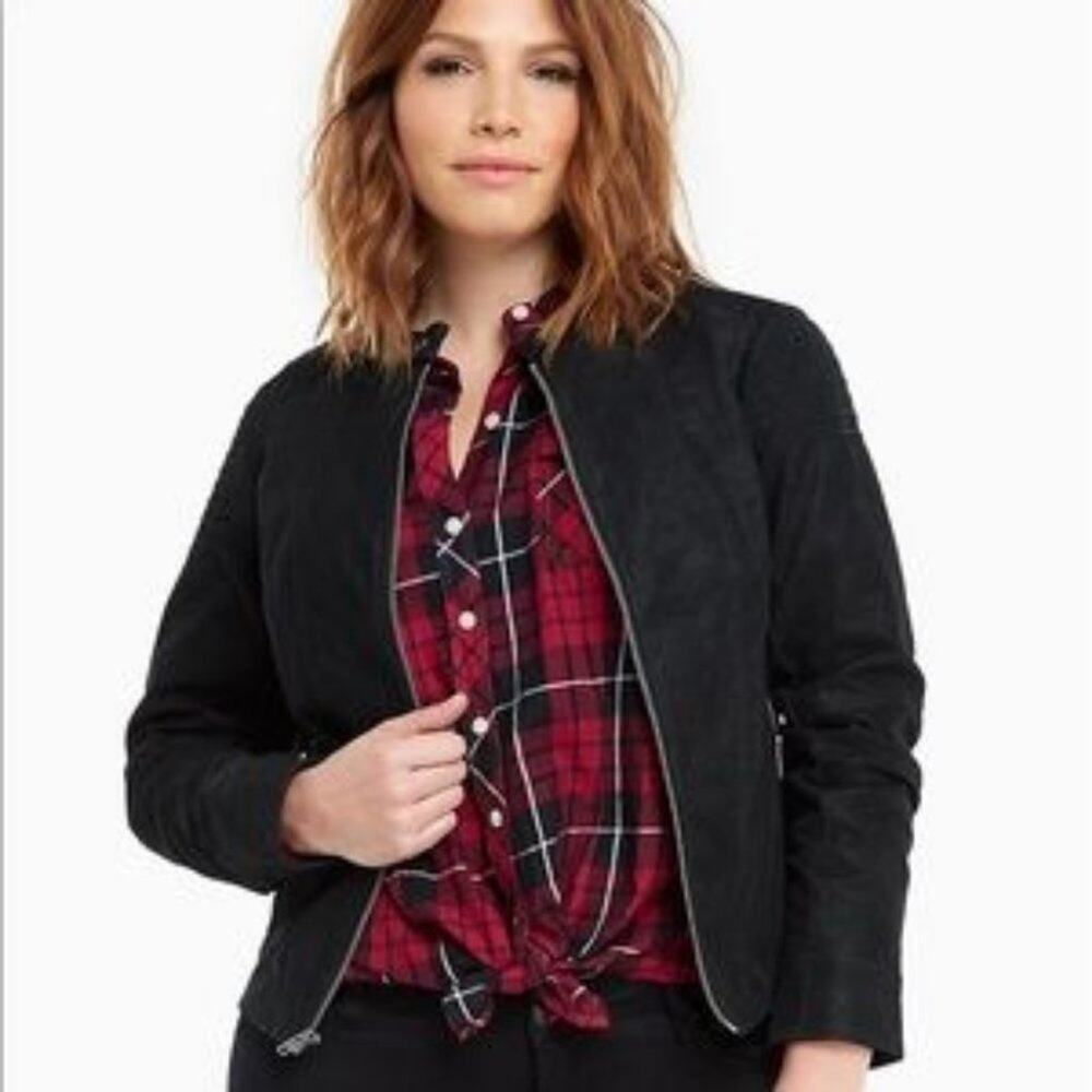Torrid Faux Leather Full Zip Snap Button Neck Long Sleeve Moto Jacket Size 2X